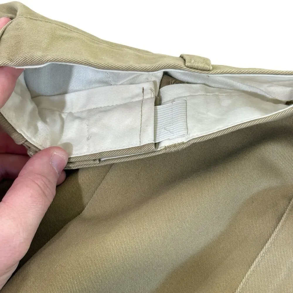 L.L. Bean Comfort Waist Chinos Mens 35x30 Double Pleated Khaki Tan Pants Relaxed - Picture 8 of 11